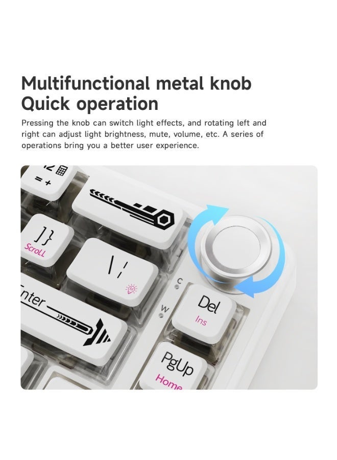 A-jazz AK690 black gray yellow mixed light DIY wired version mechanical keyboard full key hot swappable multifunctional metal knob - Image 3