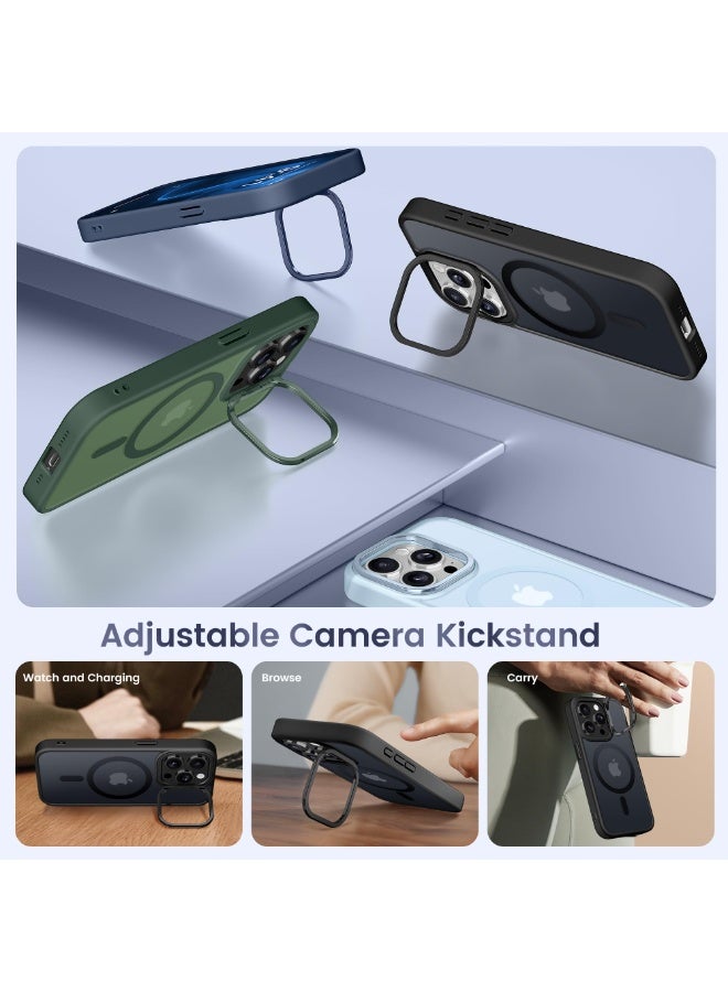 GolbinBox for iPhone 15 Pro Case Magsafe Compatible Built-in Invisible Kickstand Premium Drop Protection Scratch-Resistant Translucent Matte Hard Back Shockproof Protective Phone Case，Black  - Image 3