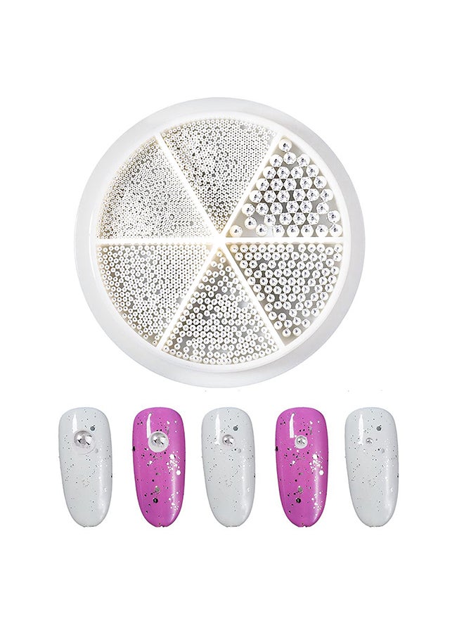 brunson Nail Art Accessories Mixed Size Metal Caviar Beads Silver 3D Design Fingernails Toenails Decoration Manicure Tips Charms NACS