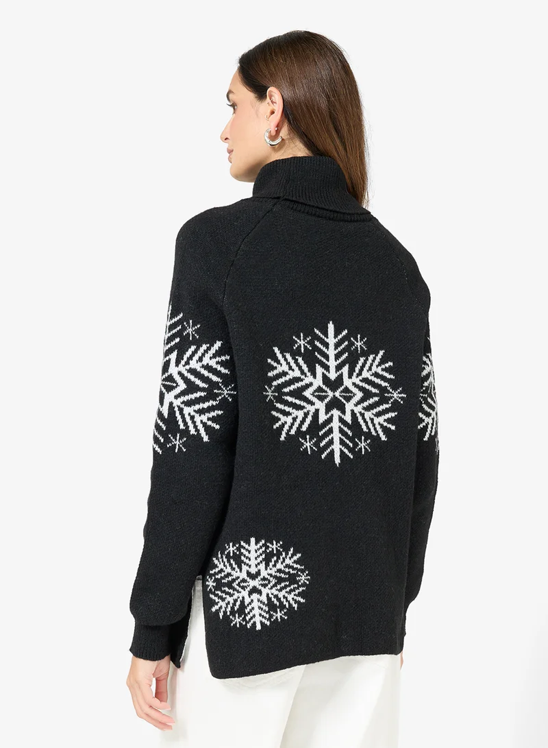 ELLA Turtle Neck Printed Jumper