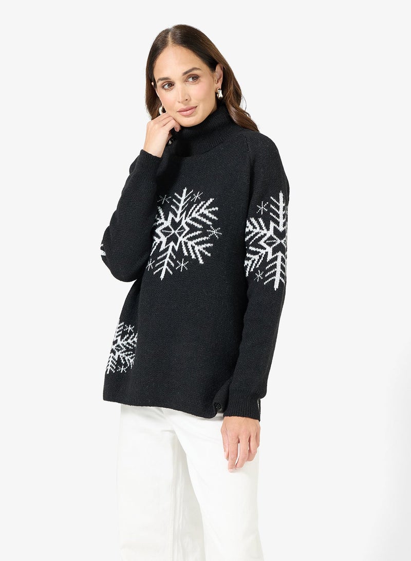 ELLA Turtle Neck Printed Jumper - Image 1