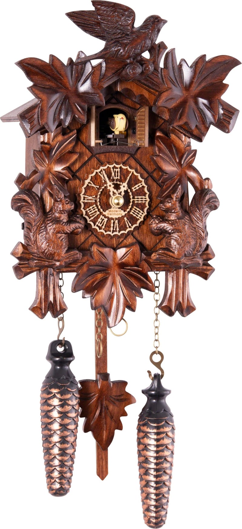 Trenkle Quartz Cuckoo Clock 5 Leaves Bird with Music TU 370 QM