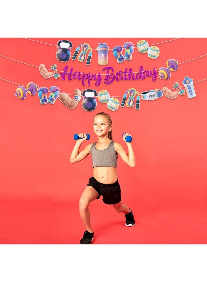 TBEEJ Gym Fitness Party Banners 3Pcs Happy Birthday Garland Banners for Boy Girls Theme Baby Shower Birthday Party Supplies - Image 3