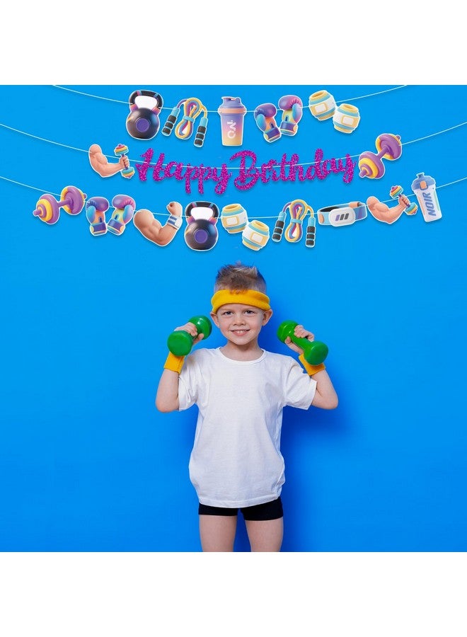 TBEEJ Gym Fitness Party Banners 3Pcs Happy Birthday Garland Banners for Boy Girls Theme Baby Shower Birthday Party Supplies - Image 4