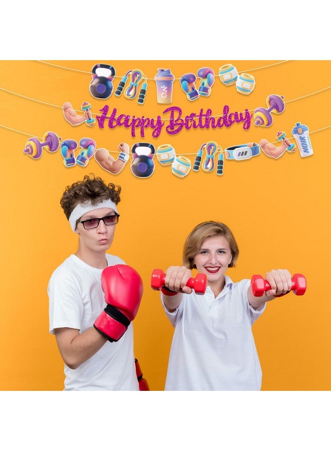 TBEEJ Gym Fitness Party Banners 3Pcs Happy Birthday Garland Banners for Boy Girls Theme Baby Shower Birthday Party Supplies - Image 2