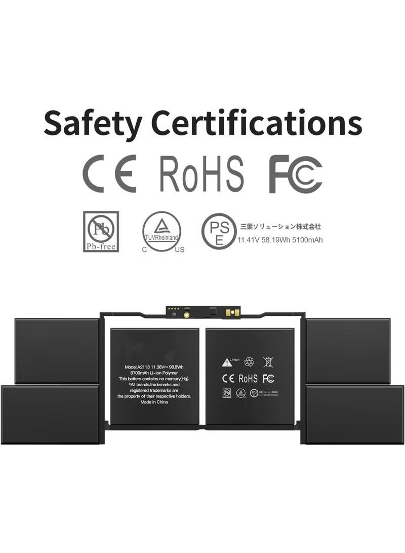 QUNAIN - Battery for MacBook Pro Retina 16" A2141 (2019) A2113 EMC 3347 [Li-Polymer 8790mAh] - Image 2