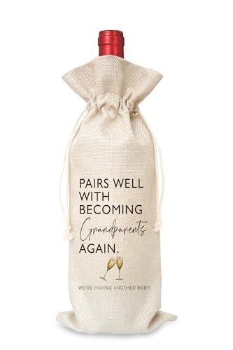 Tesedupoole Grandparents Again Baby Announcement Wine Bags for Wine Bottles GiftsSurprise Pregnancy AnnouncementPregnancy Announcement ThanksgivingChristmas Gifts for Grandparents15 - Image 1