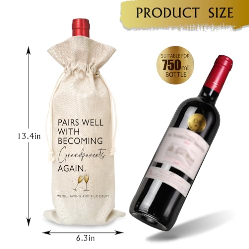 Tesedupoole Grandparents Again Baby Announcement Wine Bags for Wine Bottles GiftsSurprise Pregnancy AnnouncementPregnancy Announcement ThanksgivingChristmas Gifts for Grandparents15 - Image 3