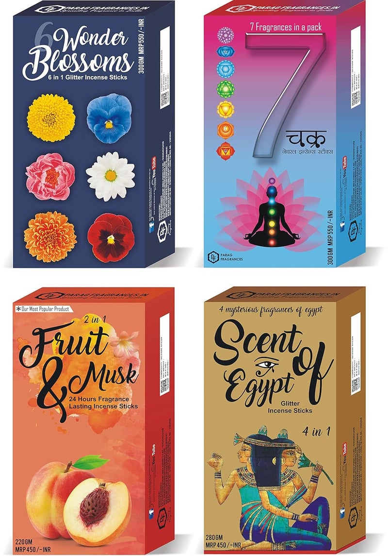 PARAG FRAGRANCES Parag Fragrances Lotus 4 in 1 Incense SticksAgarbatti Real Essential Oils Pack of 4 X 110 GmTotal 440 Gm 24 Hours Fragrance Lasting Agarbatti for PoojaWorship and Home Fragrance  - Image 4