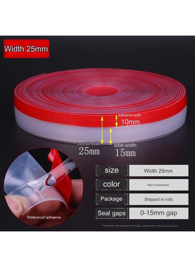 Rubik Silicone Door Sealing Strip, 25mm Width x 2m Length, Strong Adhesive Draft Stopper, Weatherproofing Seal for Door Bottom Gap, Garage Door, Sliding Window (Clear)  - Image 2