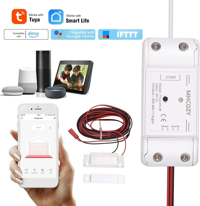 MHCOZY 5V WiFi Smar Garage Door Opener Remote Controller,Monitor Garage Open Close Status by Phone Tuya app Anywhere,Compatible with Alexa Google Home - Image 2