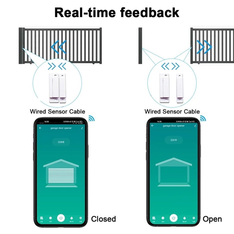 MHCOZY 5V WiFi Smar Garage Door Opener Remote Controller,Monitor Garage Open Close Status by Phone Tuya app Anywhere,Compatible with Alexa Google Home - Image 4