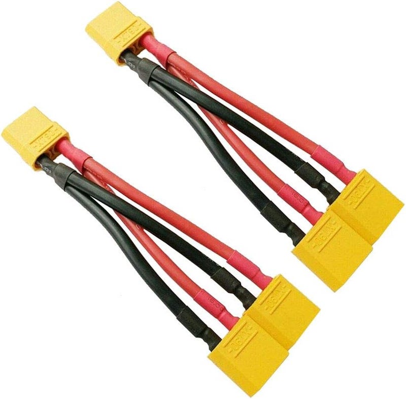 FLY RC 2pcs XT90 Plug Parallel Battery Connector Cable XT90 Connector Style Parallel Y-Harness for Quadcopters Multirotors RC LiPo Battery Male and Female Connectors - Image 1