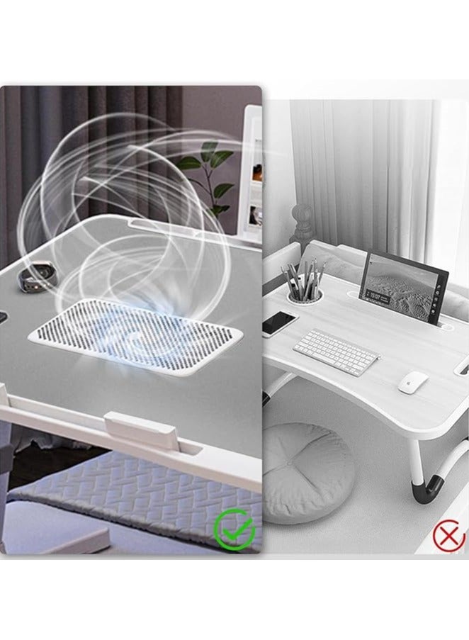 Green Tiger Lap Desk Bed Tray Table,Adjustable Laptop Stand for Bed with USB/Light/Fan/Drawer,Portable Laptop Desk Table for Bed/Couch/Sofa/Reading/Writing，Bed Trays for Eating and Laptops (Gray) - Image 3