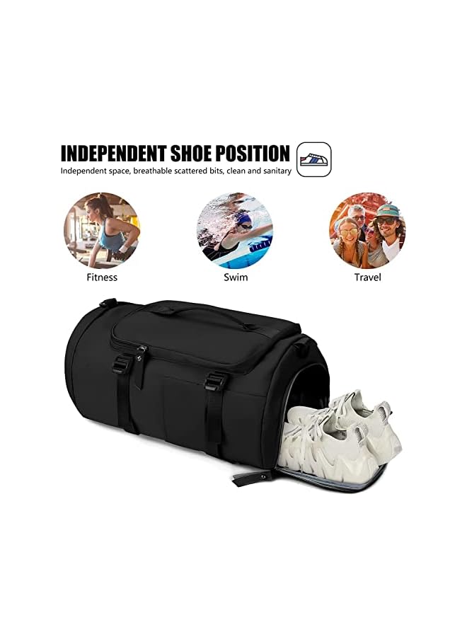 PROMASS Large Capacity Sports Gym Bag, Sports Gym Bag With Shoes Compartment & Wet Pocket, Sports Gym Bag For Men & Women, Multi-Occasion Application Of Sports Bag (Black) - Image 3