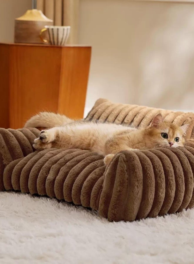 fashionhome Winter Cozy Orthopedic Dog Bed Sofa Cot Cushion Wholesale Velvet Rubber Faux Fur Pet Cave with Comfortable Material - Image 1