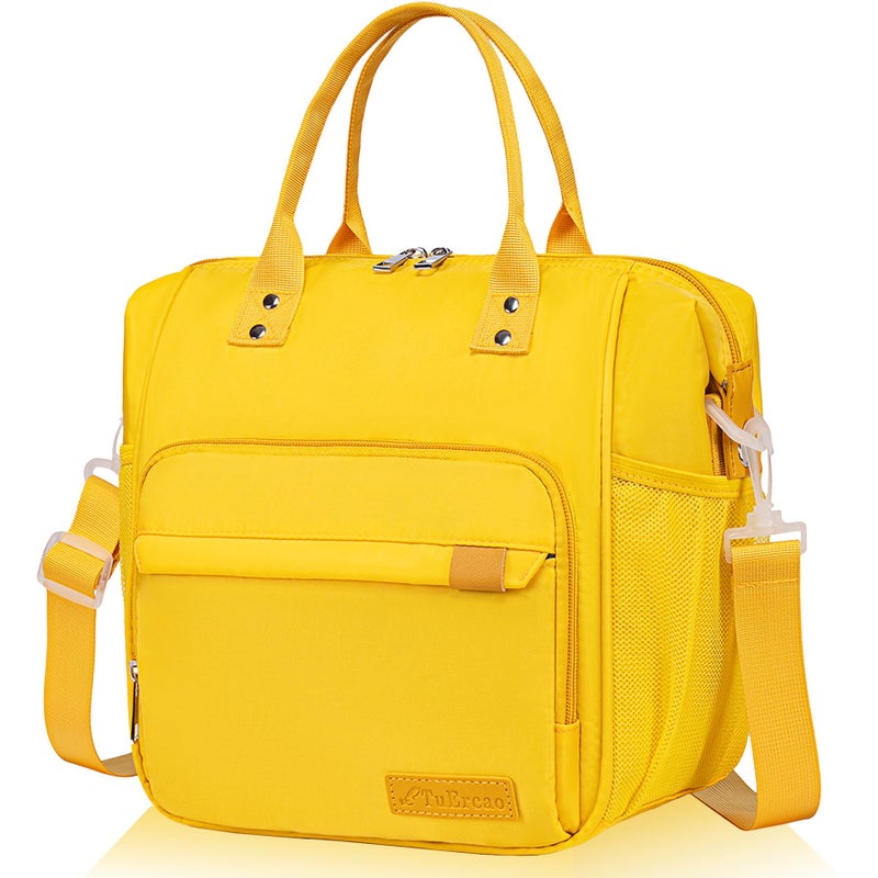 TuErCao Yellow Lunch Box for Women Insulated Lunch Bag for Young Ladies Lunch Tote Bag - Image 2