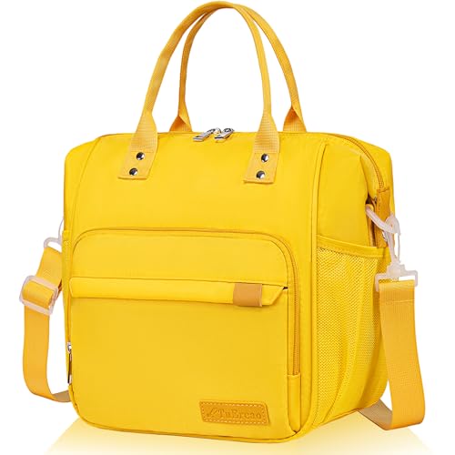 TuErCao Yellow Lunch Box for Women Insulated Lunch Bag for Young Ladies Lunch Tote Bag - Image 1