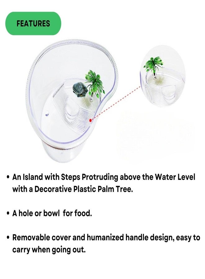 حوض أسماك وحامل سلاحف صغير من دوفين TT-350 مع غطاء ومنحدر، مثالي لصغار السلاحف وسرطان البحر والأسماك الصغيرة الأخرى | سعة الحوض: 6 لترات | حجم الحوض: كبير | أصلي من متجر توناي - Image 3