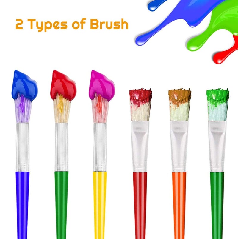 anezus 10Pcs Paint Brushes for Kids, Anezus Kids Paint Brushes Toddler Large Chubby Brushes Round and Flat Preschool Painting Brushes for Washable Paint Acrylic Paint - Image 4