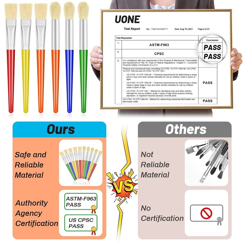 anezus 10Pcs Paint Brushes for Kids, Anezus Kids Paint Brushes Toddler Large Chubby Brushes Round and Flat Preschool Painting Brushes for Washable Paint Acrylic Paint - Image 2