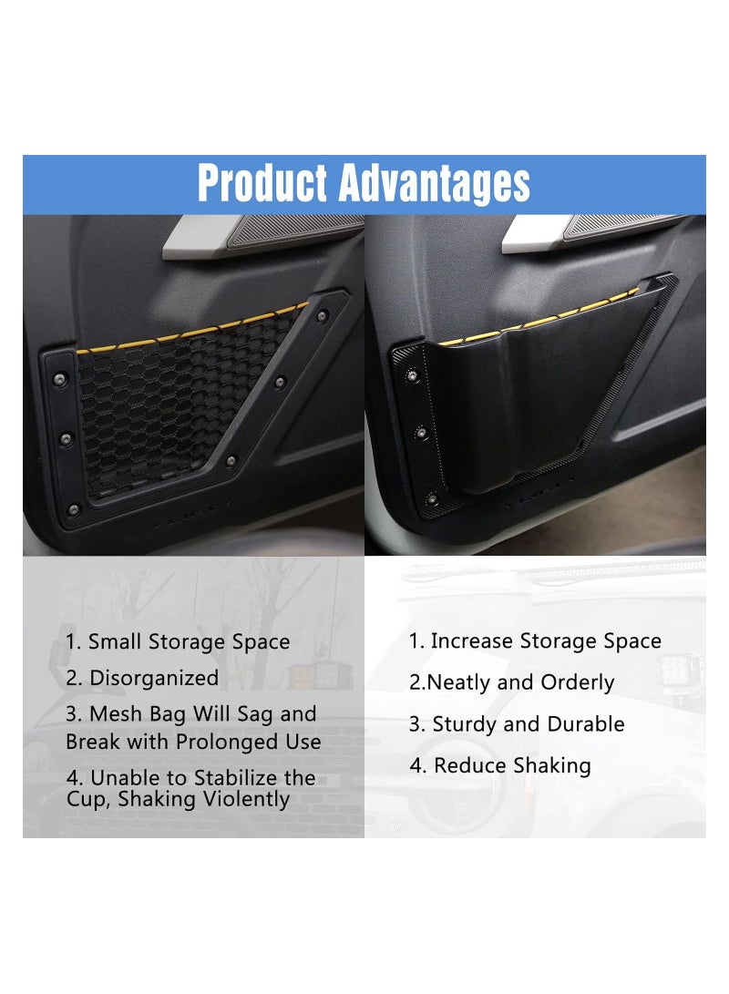 Generic Bronco Door Storage Organizer Pockets for 2021-2024 Ford Bronco - 2PCS Cup Holder Side Insert Accessory for 2/4-Door Models (Not Compatible with Bronco Sport)  - Image 2