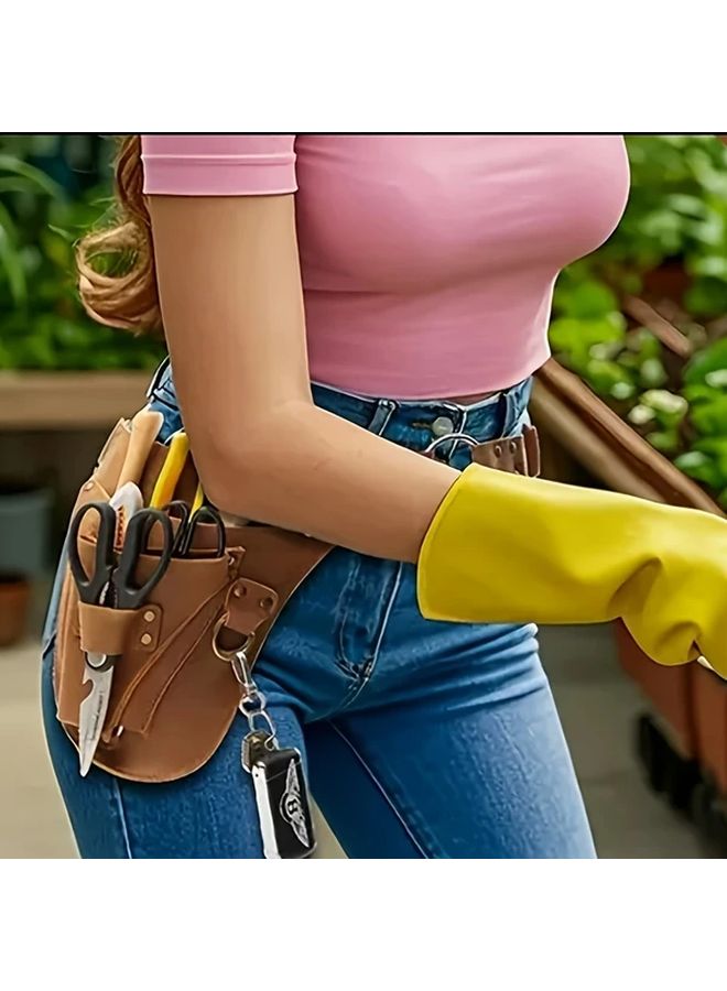 حزام أدوات جلدي أسود للجانب الأيمن مع جيوب متعددة وأحزمة قابلة للتعديل - Image 2