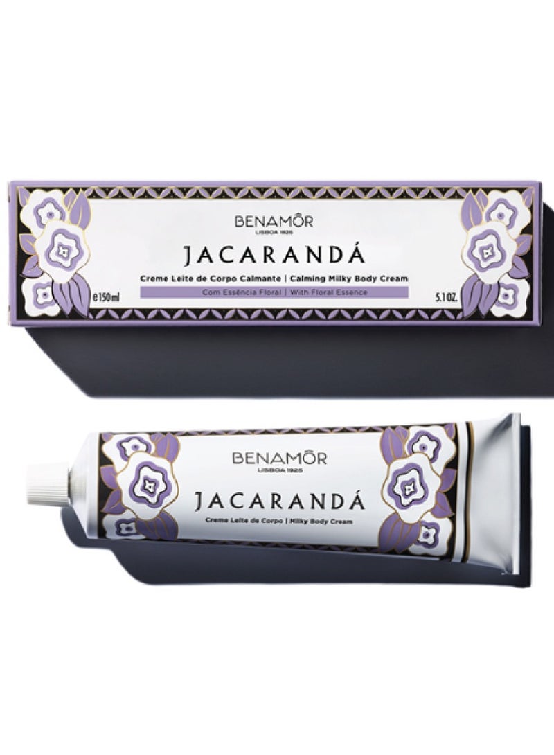 BENAMÕR Benamor Jacaranda Milky Body Cream Hydrating Calming and Smoothing Body Care Moisturiser with Floral Essences Aloe Vera Castor Oil Paraben Free 150ml  - Image 1