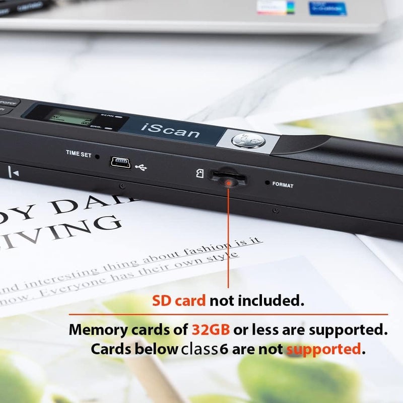 Microware Portable Scanner iSCAN 900 DPI A4 Document Scanner Handheld for Business, Photo, Picture, Receipts, Books, JPG/PDF Format Selection, Support Micro SD (Not Included) - Image 2