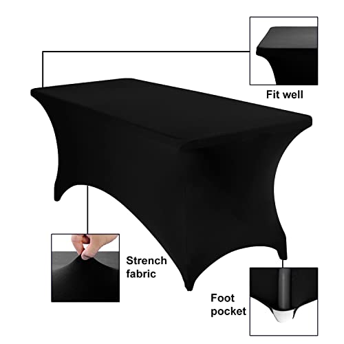 eccwai Spandex 6ft Waterproof Table Cover for Party,Wedding, Banquet, and Events(Black) - Image 5