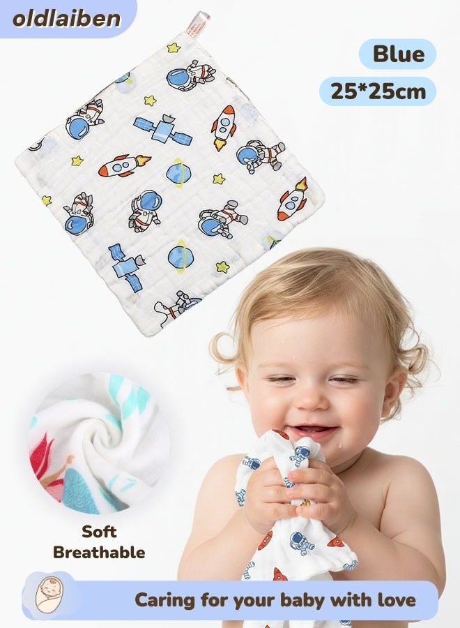 oldlaiben Baby Washcloths,Soft Absorbent Washcloths For Baby,6 Layer Ultra Newborn Face Towel,Newborn Burp Cloth,Washcloths For Newborn Boys And Girls,Baby Essentials, Reusable Baby Muslin Washcloths For Delicate Skin,25*25cm,Astronaut pattern - Image 1