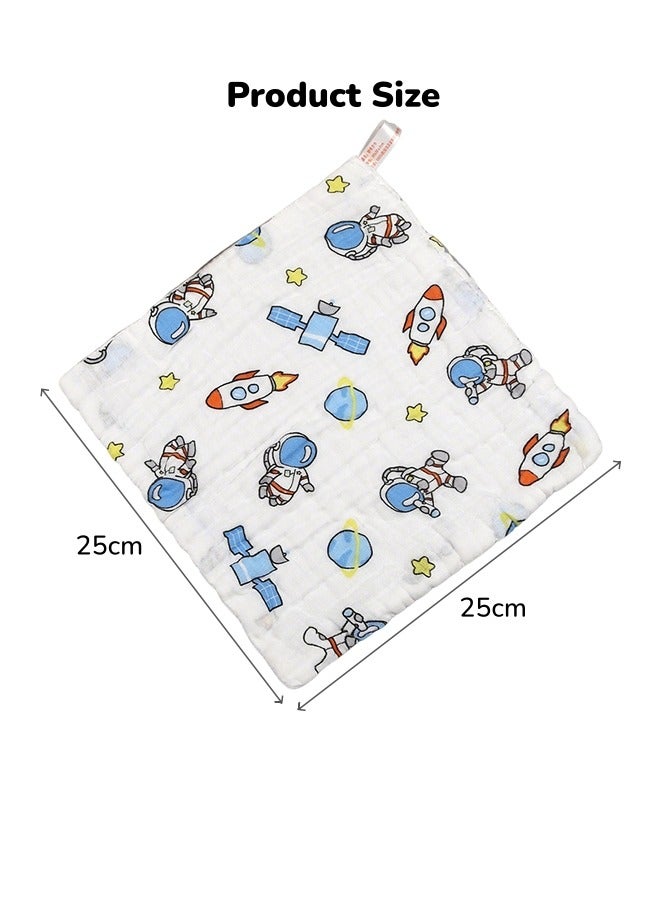 oldlaiben Baby Washcloths,Soft Absorbent Washcloths For Baby,6 Layer Ultra Newborn Face Towel,Newborn Burp Cloth,Washcloths For Newborn Boys And Girls,Baby Essentials, Reusable Baby Muslin Washcloths For Delicate Skin,25*25cm,Astronaut pattern - Image 2