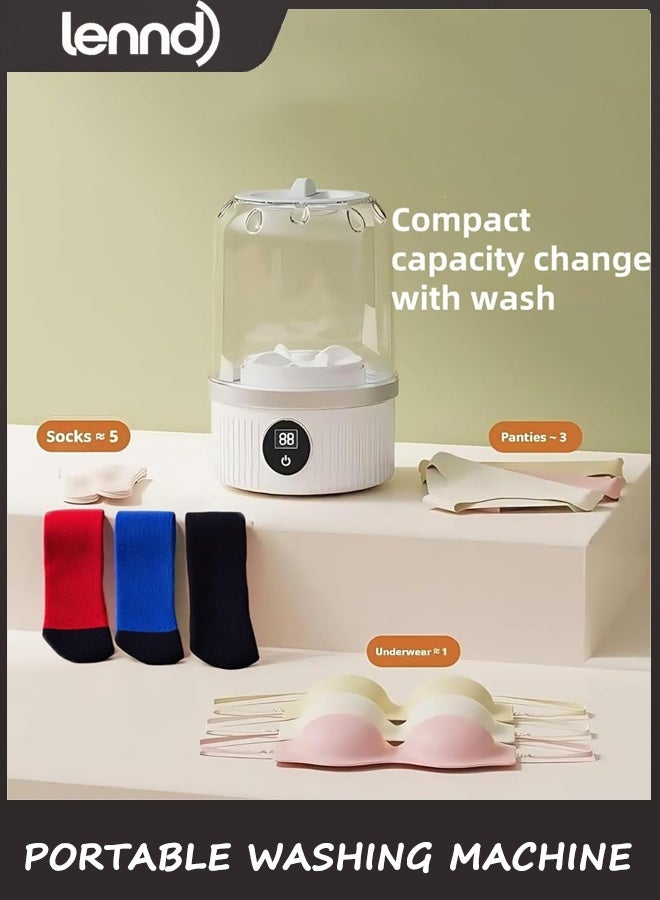 LENND Portable Washing Machine,Wireless Mini Washer Deeply Cleans Small Laundry Items, Socks, Underwear, Baby Clothes,Small Washer Is Suitable for Solo Living, Apartments, Hotels, Travel, And Camping White - Image 2