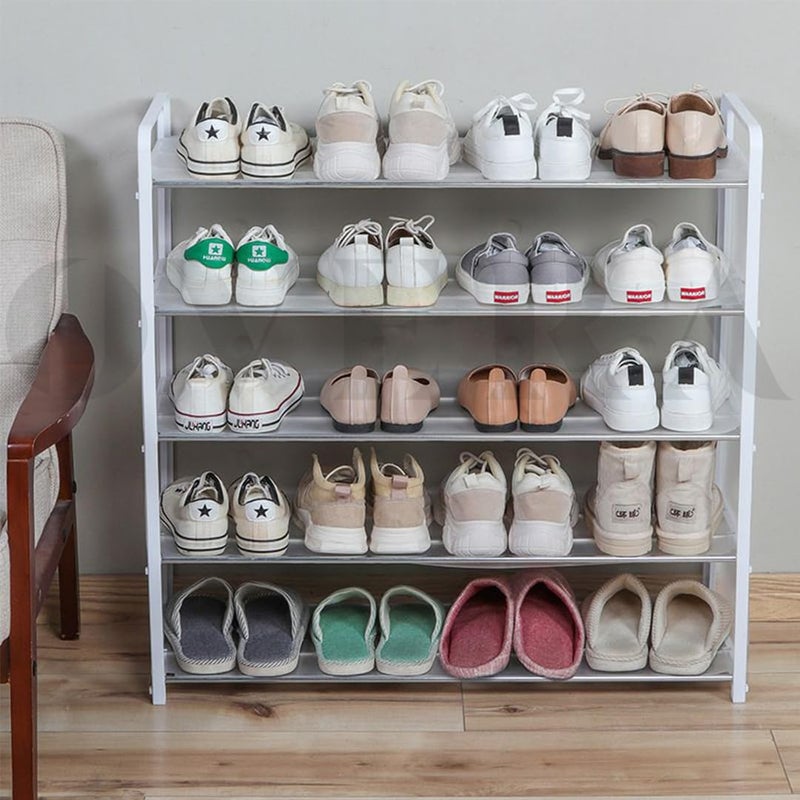 overa 5 Tier Shoe Rack for Entryway, Space Saving Small Shoe Storage Organizer Shelf for Entryway, Hallway, Dorm Room (Color : White) - Image 3