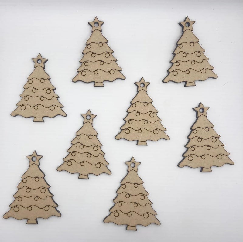 Haoser Haoser Set of 10 pcs Wooden Christmas Tree Ornaments to Paint Wooden Christmas Ornament Wooden Cutouts Unifinished DIY Christmas Tree Ornaments for Decoration at Home Christmas Dcor - Image 2