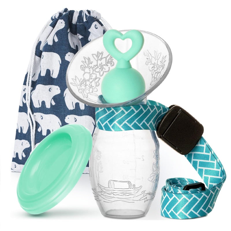 Bumblebee Manual Breast Pump with Breastfeeding Milk Saver Stopper Lid in Gift Box Food Grade Silicone BPA PVC and Phthalate Free 304oz90ml