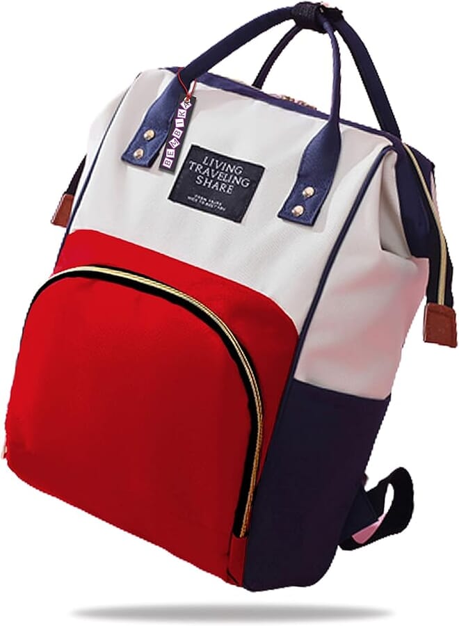 BEMBIKA Diaper Backpack for Mom and Dad,Mummy Bag for Multi Function Travel Backpack Large Capacity and Waterproof Diaper Bag (Red and White)