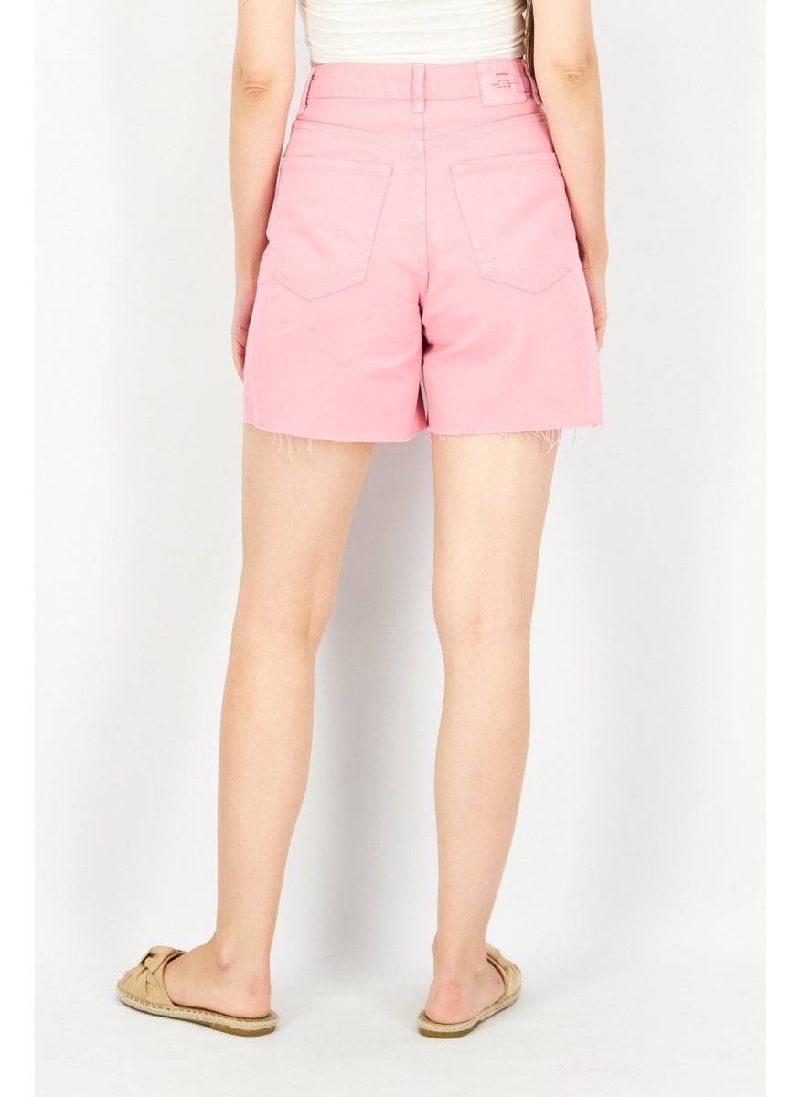 Stradivarius - Women Solid Denim Short, Pink - Image 1