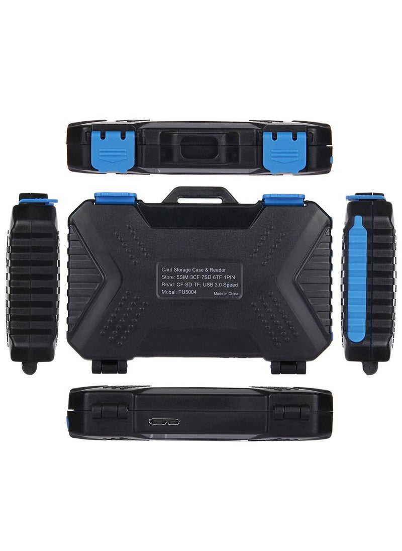 PULUZ - Card Reader + 22 in 1 Memory Card Case for 1 Standard SIM + 2 Micro-SIM + 2 Nano-SIM + 3 CF + 7 SD + 6 TF + 1 CARD - Image 1