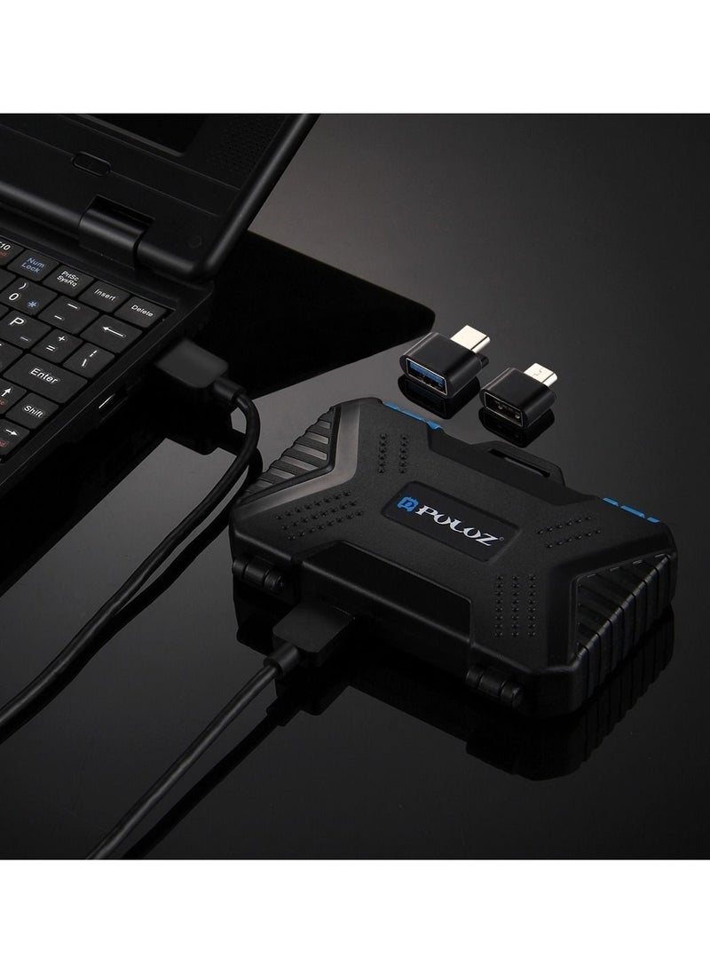 PULUZ - Card Reader + 22 in 1 Memory Card Case for 1 Standard SIM + 2 Micro-SIM + 2 Nano-SIM + 3 CF + 7 SD + 6 TF + 1 CARD - Image 1