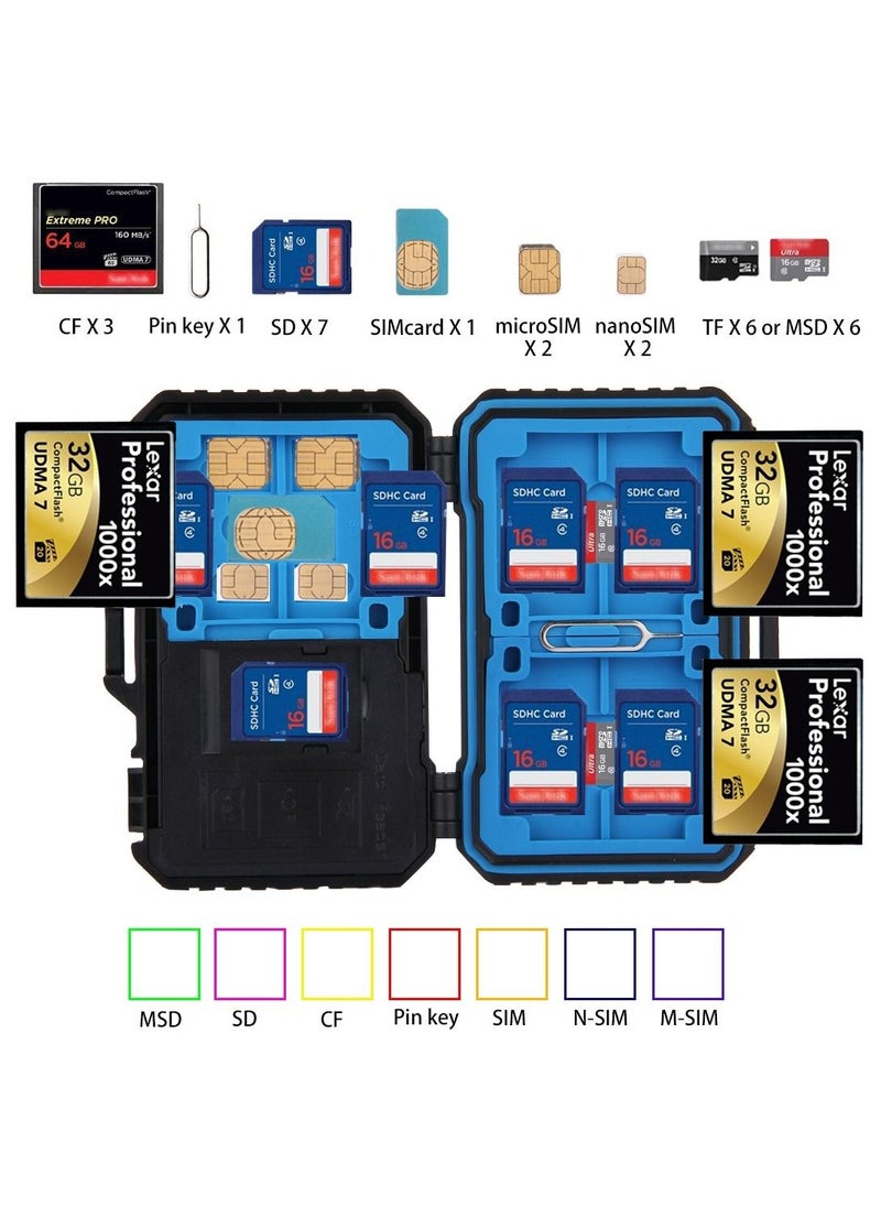 PULUZ - Card Reader + 22 in 1 Memory Card Case for 1 Standard SIM + 2 Micro-SIM + 2 Nano-SIM + 3 CF + 7 SD + 6 TF + 1 CARD - Image 1