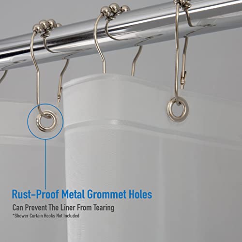 Bath Bliss Waterproof Shower Curtain Liner, 4X’s Splash Guard Suction Cup Leak Protection, 12 Rust Resistant Copper Grommets, 3 Large Magnet Hem, 100% PVC, 72"x72", Frost - Image 4