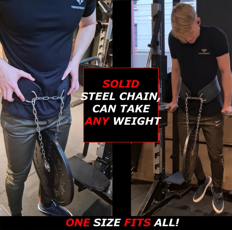Vikingstrength Dip Belt for Weight Lifting Including Wrist Wraps. Premium Padded Dips Belt with Long Chain for Pullups Triceps Weighted belt for Workout Powerlifting + V-Strength Workout App - Image 4