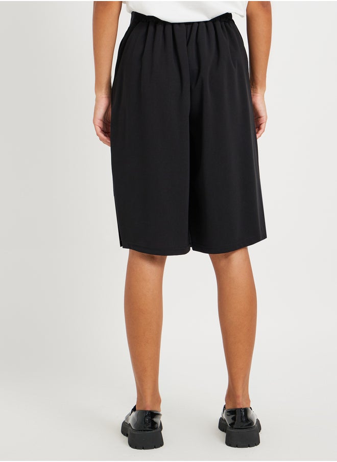 Take Two Solid Button Adorned Pleated Regular Fit Shorts  - Image 4