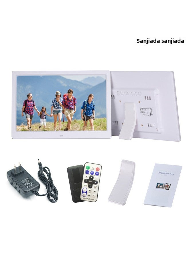 12-inch Digital Photo Frame Electronic Album U-disk Sd Card Loop Playback Picture Video Advertising Machine Calendar Alarm Clock-Color:White  - Image 1