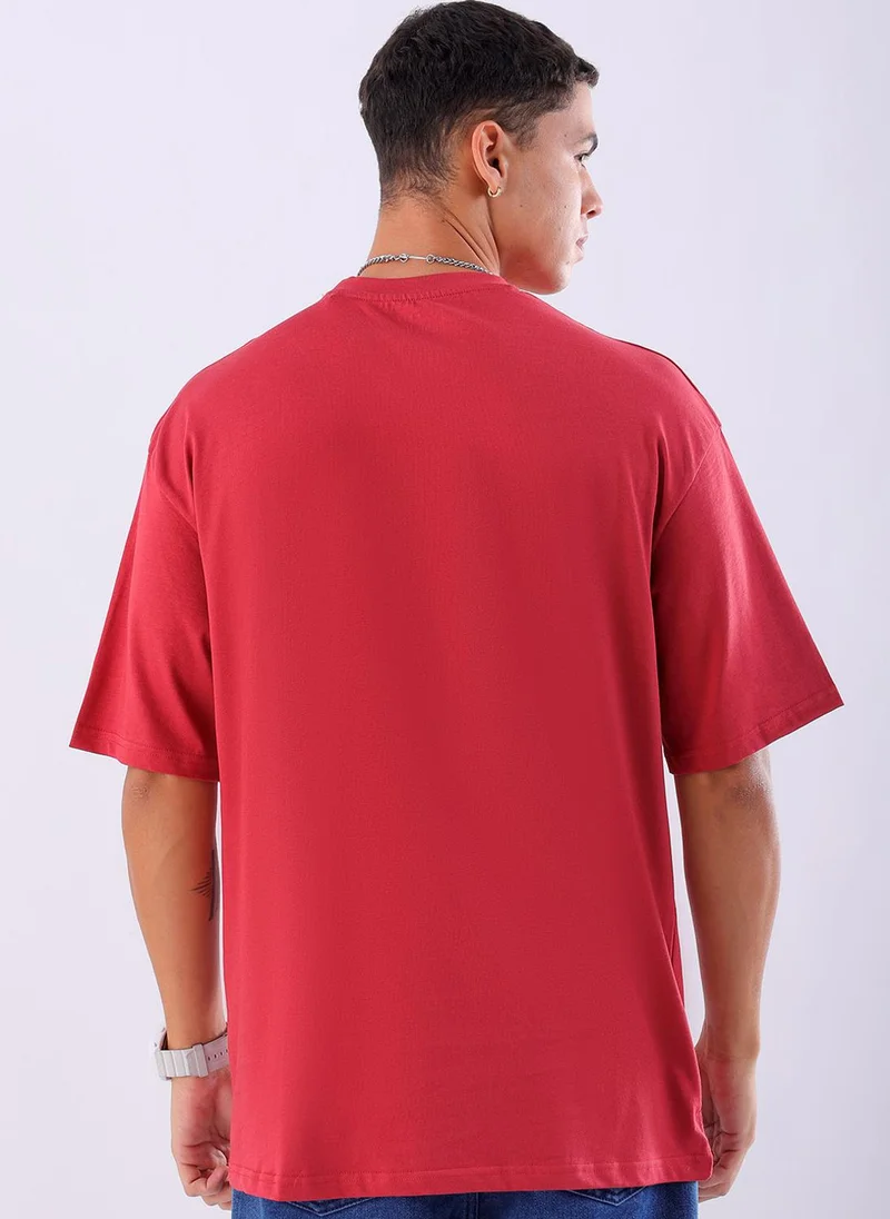 ذا انديان كراج كو Men Boxy Oversized Placement Print Round Neck Tshirt