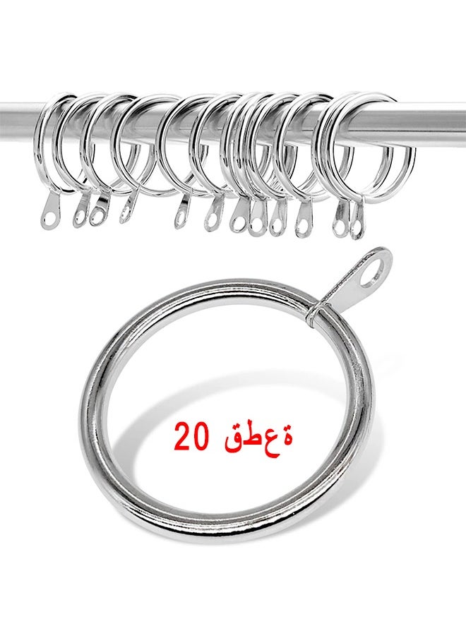 اتش اس حلقات ستارة ستائر معدنية حلقات معلقة للستائر والقضبان ، حلقات العيينة المنزلقة 32 مم القطر الداخلي لمعظم الستائر ، ستائر الدش سهلة التركيب 20 حزمة  - Image 1