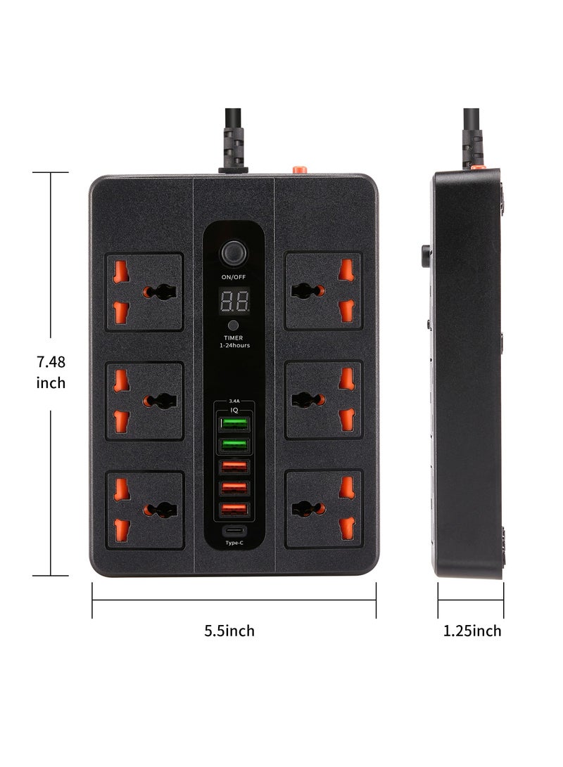 Universal Outlet USB C PD Quick Charging Socket with Timing Function Power Strips Extension Lead Outlets for Home Office （Cord Length 1.8M） - Image 4