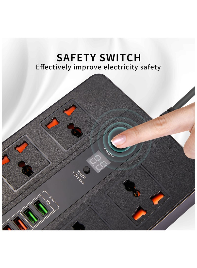 Universal Outlet USB C PD Quick Charging Socket with Timing Function Power Strips Extension Lead Outlets for Home Office （Cord Length 1.8M） - Image 5