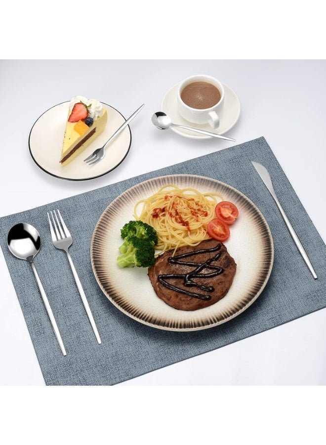 Mirror Modern Flatware Set for 4, 20-Piece Stainless Steel Silverware Set, Unique Utensils with Long Forks Spoons and Knives Sets, Great for Home and Restaurant, Dishwasher Safe - Silver - Image 2